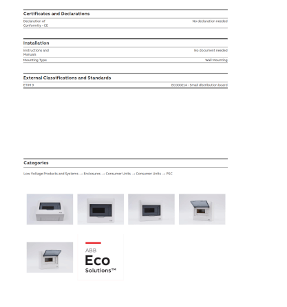 ตู้คอนซูมเมอร์ใส่เบรกเกอร์ 8 ช่อง ABB PSC108 Consumer Unit IEC IP40 Plastic Box & Cover_8